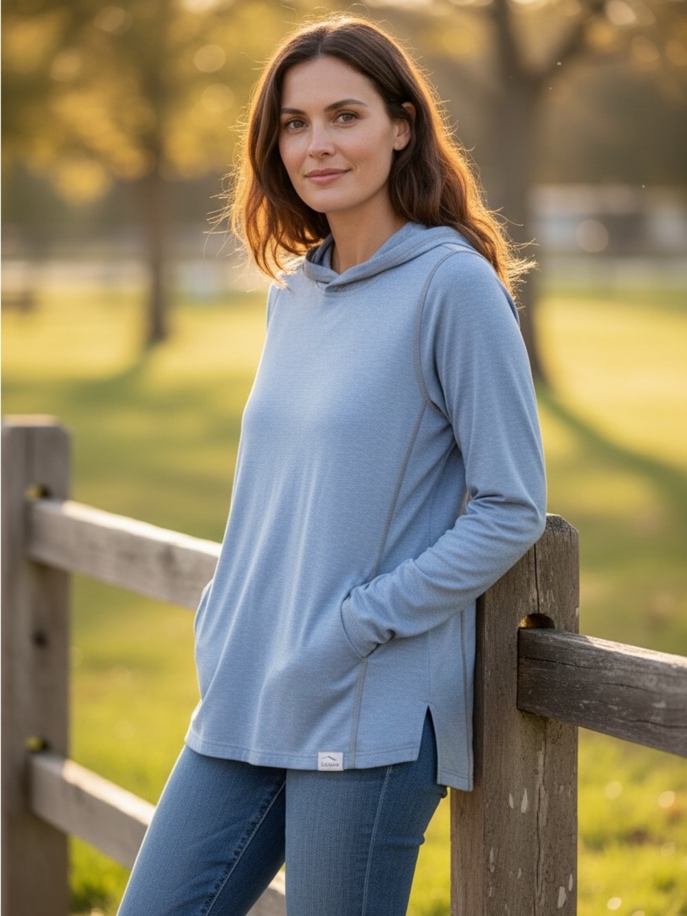 L.L.Bean Light Blue Insect Shield Hooded Top. Size XS